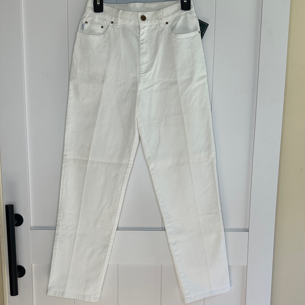 Vintage Ralph Lauren Women's White Straight Leg Jeans Size 2P
